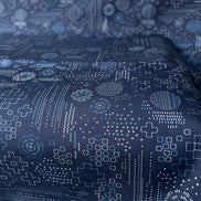 Navy Blue Sashiko Print Cotton Fabric - “Sashiko Craft Kurai
