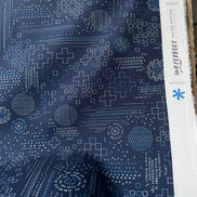 Navy Blue Sashiko Print Cotton Fabric - “Sashiko Craft Kurai