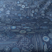 Navy Blue Sashiko Print Cotton Fabric - “Sashiko Craft Kurai