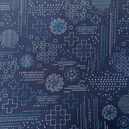 Navy Blue Sashiko Print Cotton Fabric - “Sashiko Craft Kurai