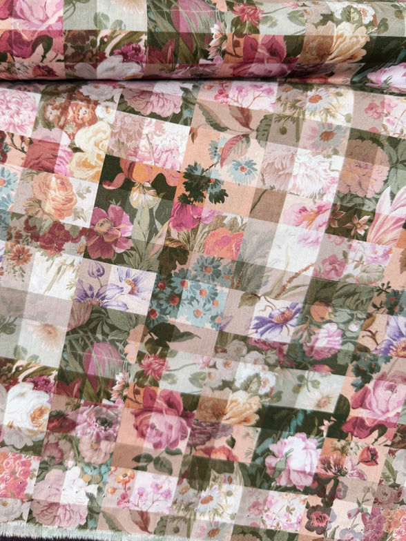 Liberty London- “Archive Gingham" Tana Lawn Cotton- 54” - Purple, Pink, Green