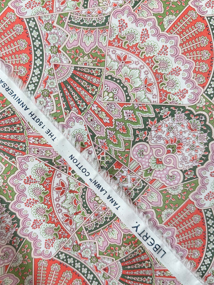 Liberty London- “Emporium" Tana Lawn Cotton- 54” Wide- Coral, Lilac, Green