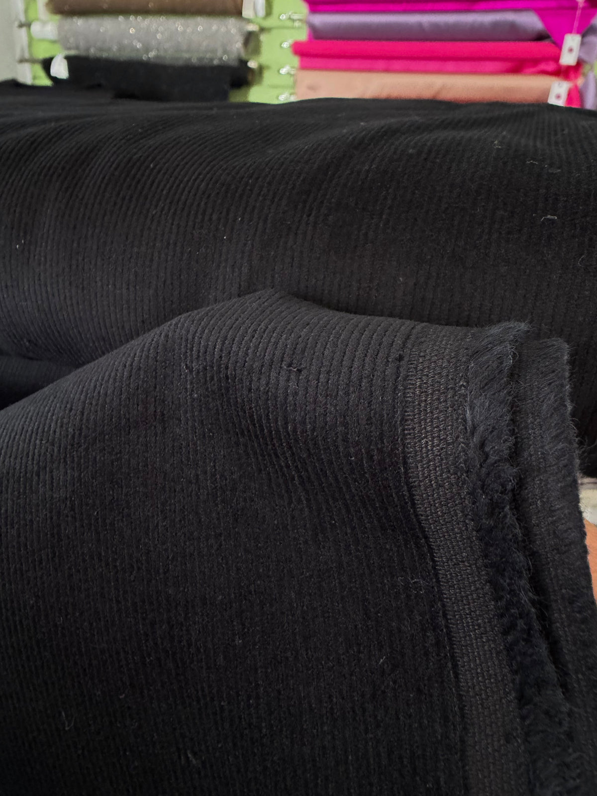 Black Cotton Corduroy 14 Wale- 57” Wide Fabric