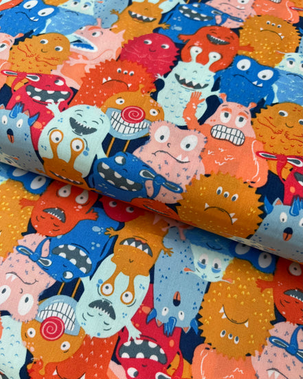 Cute Monsters Print Cotton Fabric - “Monsters Parade"- Art Gallery Monsterville