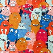 Cute Monsters Print Cotton Fabric - “Monsters Parade