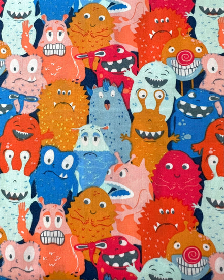 Cute Monsters Print Cotton Fabric - “Monsters Parade"- Art Gallery Monsterville