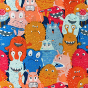 Cute Monsters Print Cotton Fabric - “Monsters Parade