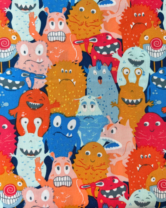 Cute Monsters Print Cotton Fabric - “Monsters Parade"- Art Gallery Monsterville