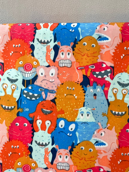 Cute Monsters Print Cotton Fabric - “Monsters Parade"- Art Gallery Monsterville