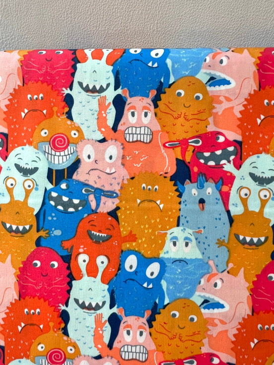 Cute Monsters Print Cotton Fabric - “Monsters Parade"- Art Gallery Monsterville