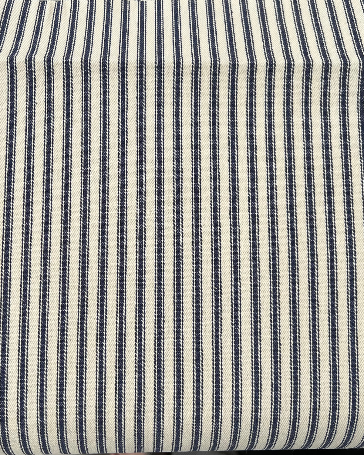 Woven Cotton Ticking Stripe- Navy and Off White- 44” Wide