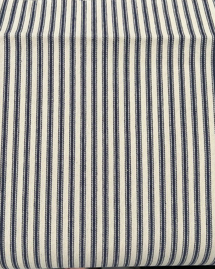 Woven Cotton Ticking Stripe- Navy and Off White- 44” Wide