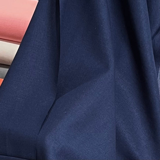 Dark Blue "Indigo" Brussels Washer Linen- Rayon Blend Fabric- 52" Wide