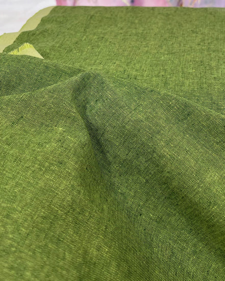 Green Essex Yarn Dyed- Linen- Cotton Blend- "Palm"- 43” Wide