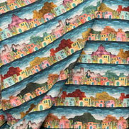 Colorful Adobe Houses- Magical Desert- 100% Cotton Fabric- 44” Wide