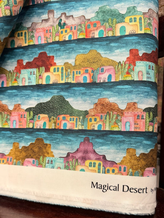 Colorful Adobe Houses- Magical Desert- 100% Cotton Fabric- 44” Wide
