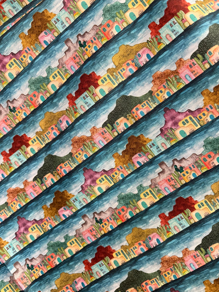 Colorful Adobe Houses- Magical Desert- 100% Cotton Fabric- 44” Wide
