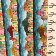 Colorful Adobe Houses- Magical Desert- 100% Cotton Fabric- 44” Wide