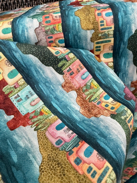 Colorful Adobe Houses- Magical Desert- 100% Cotton Fabric- 44” Wide
