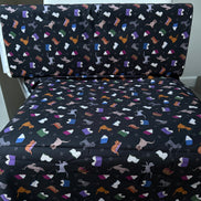 Cats, Books on Black- ‘The Purrrfect Book Club- Scattered Cats and Books” Lewis & Irene Cotton Fabric- 44” Wide