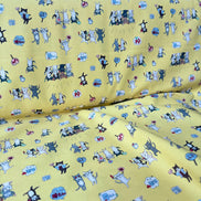 Funny Cats on Yellow Cotton Fabric- Kokka- Japanese- 44” Wide