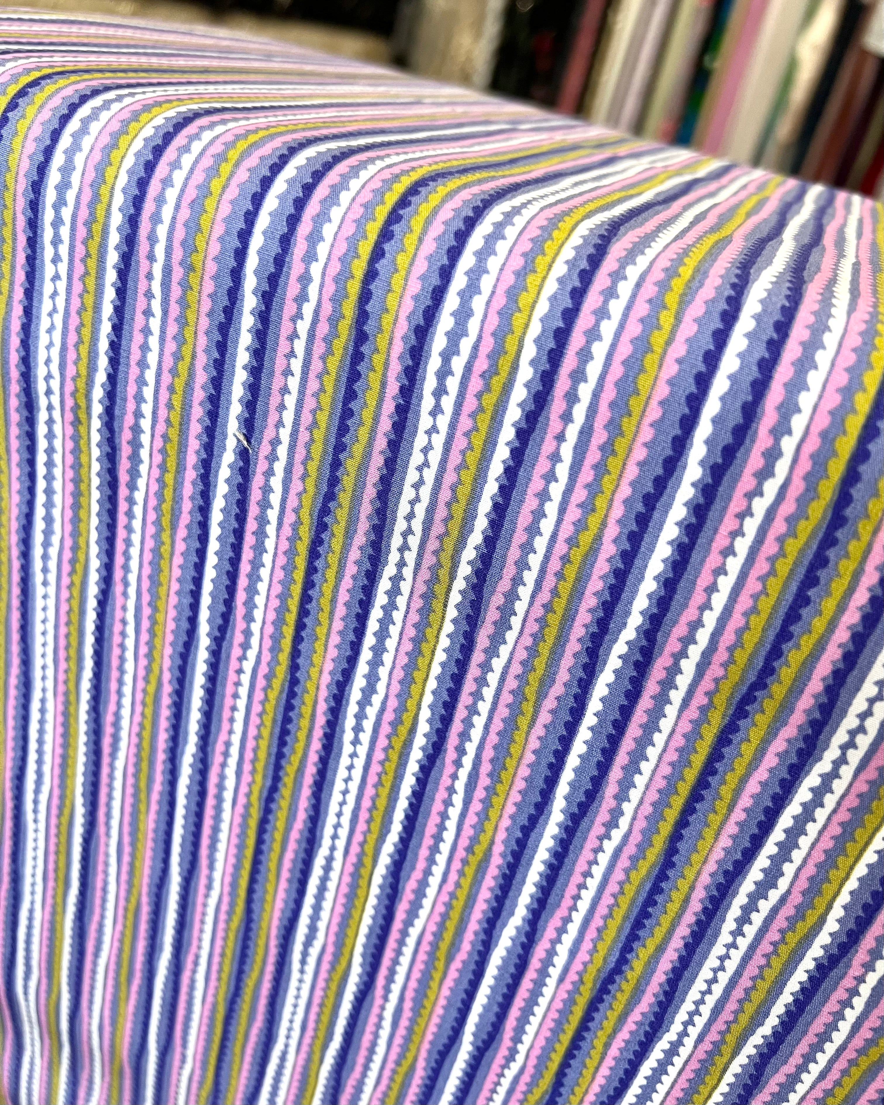Purple, Pink Stripes Cotton Fabric- “Untangled Strings