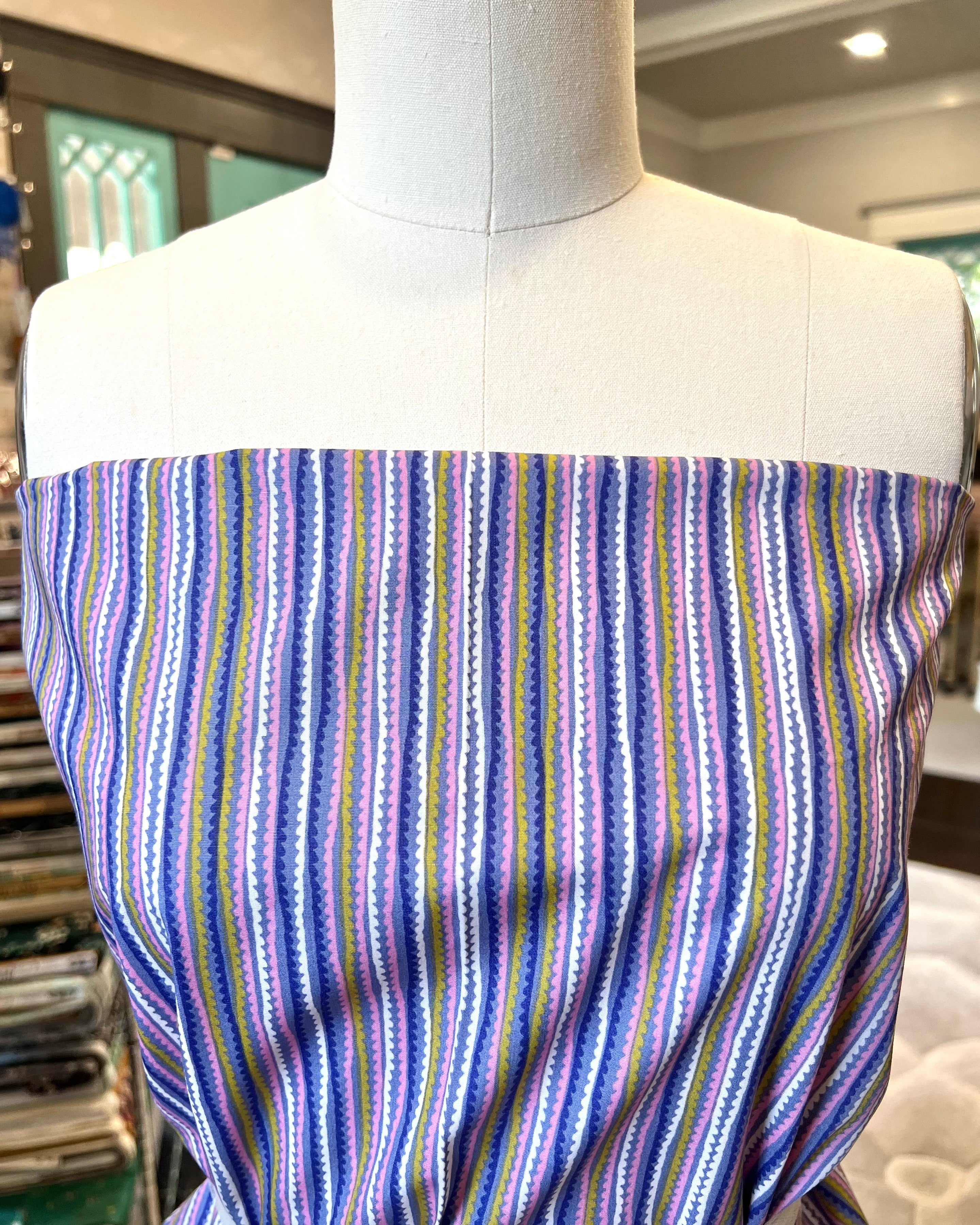 Purple, Pink Stripes Cotton Fabric- “Untangled Strings