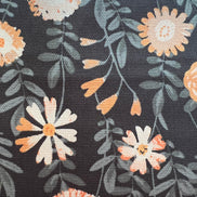 Apricot, Slate Blue Floral on Charcoal 