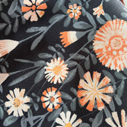 Apricot, Slate Blue Floral on Charcoal 