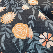 Apricot, Slate Blue Floral on Charcoal 