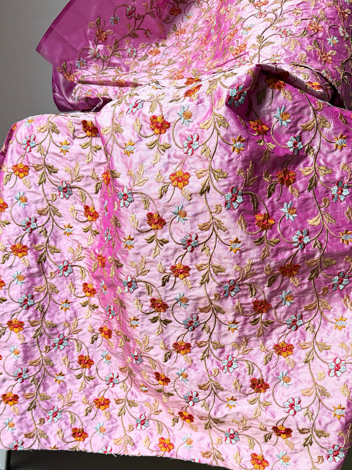 European Embroidery on Orchid Colored Silk- 55