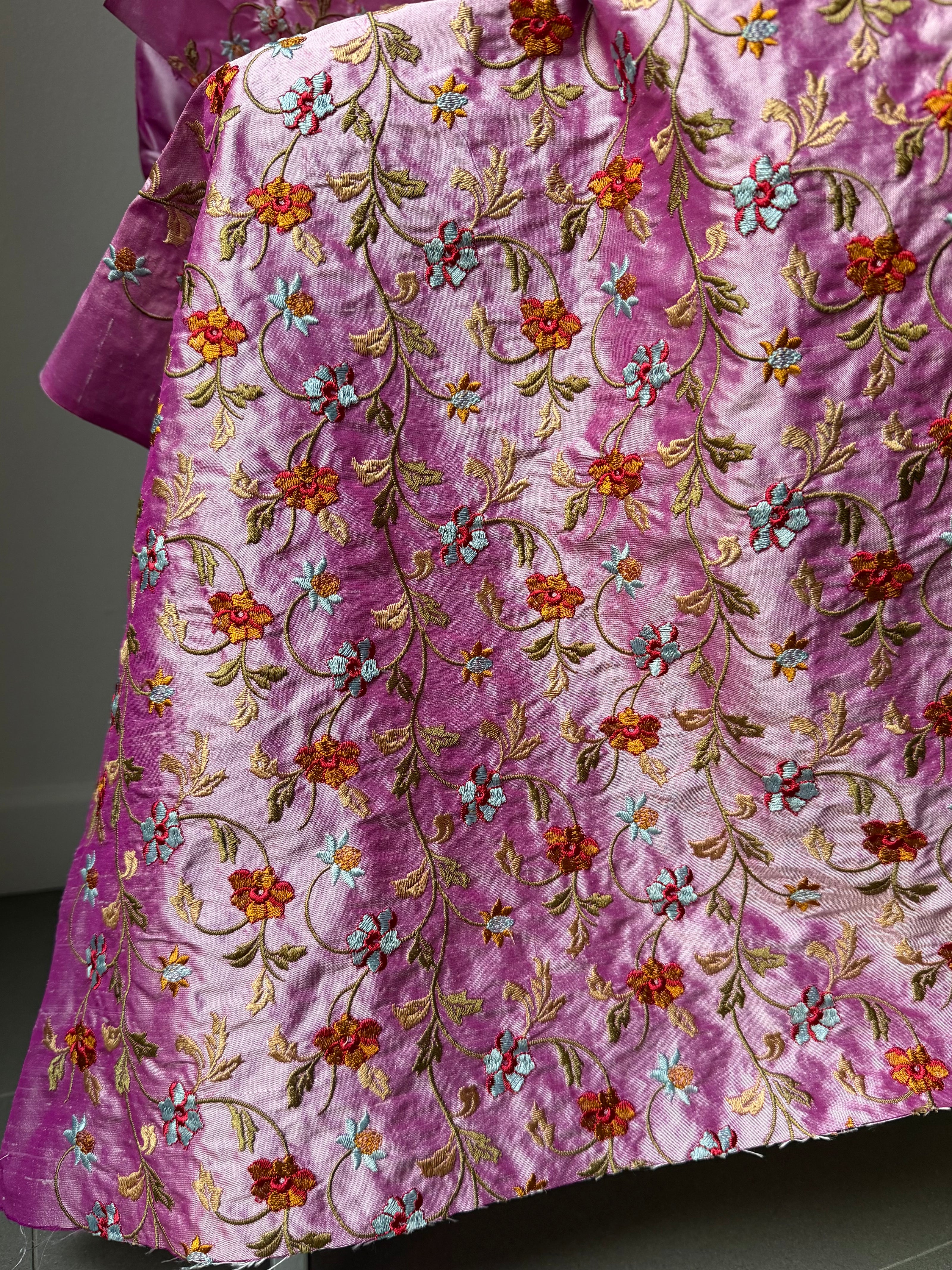 European Embroidery on Orchid Colored Silk- 55