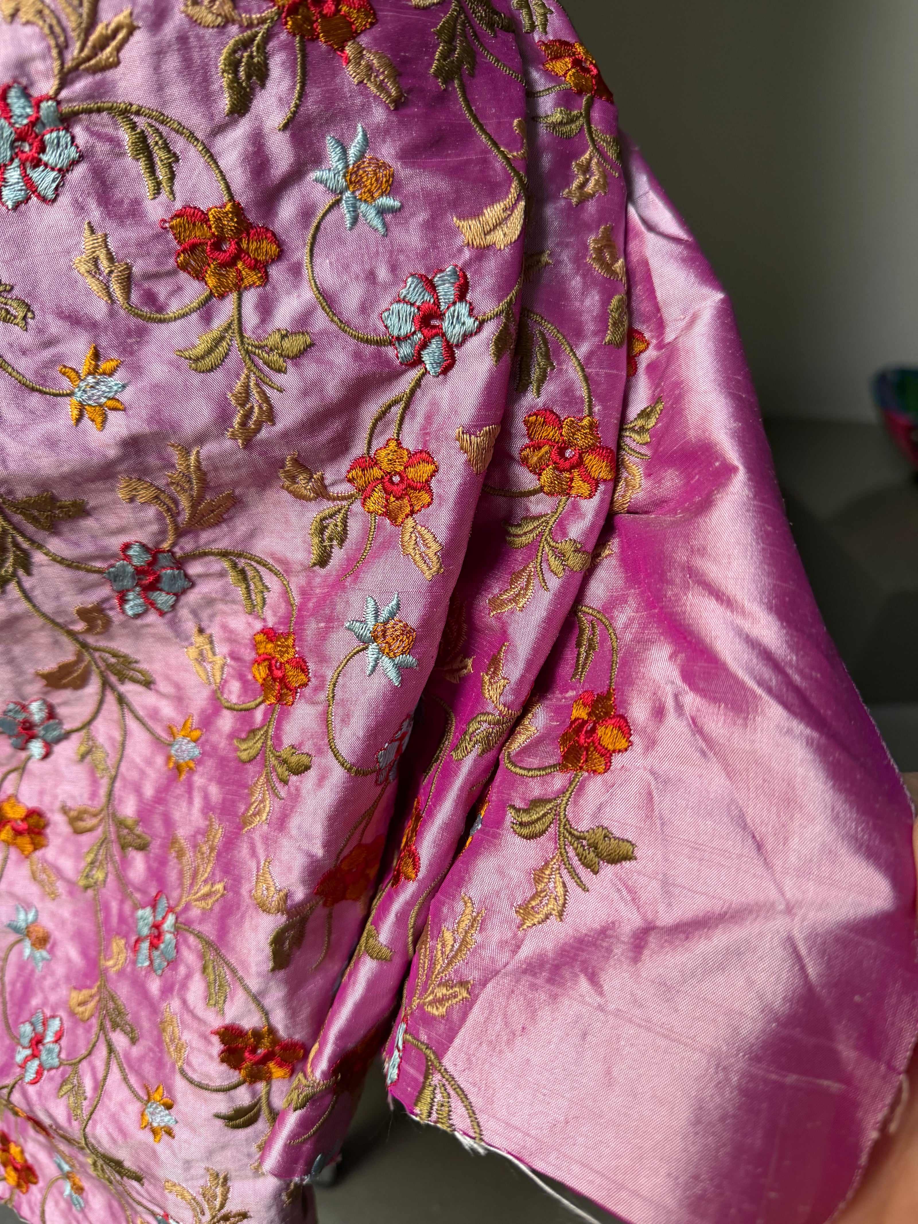 European Embroidery on Orchid Colored Silk- 55