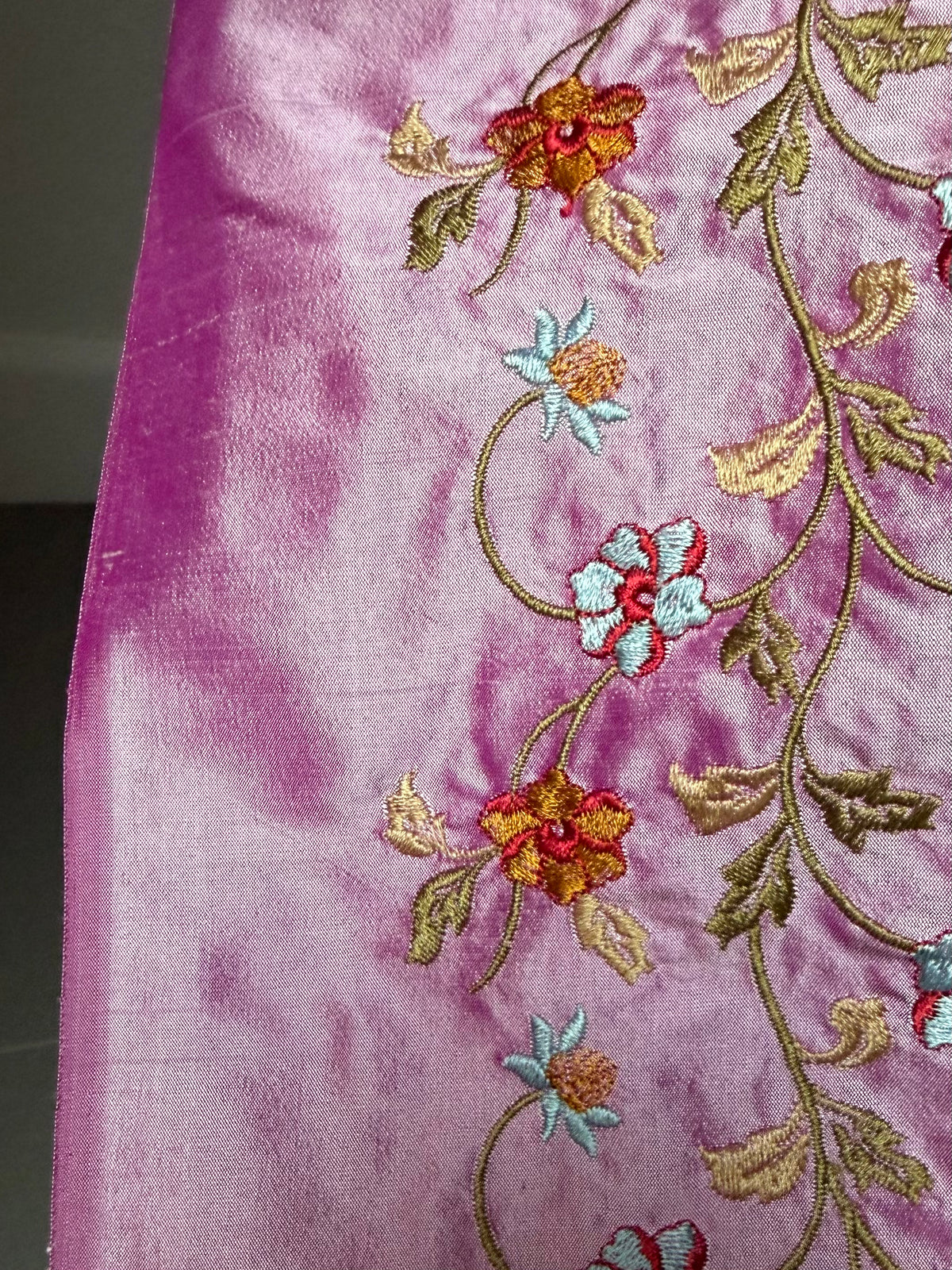 European Embroidery on Orchid Colored Silk- 55