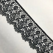 Roses Guipure Scalloped Trim- Black- 2