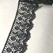 Roses Guipure Scalloped Trim- Black- 2