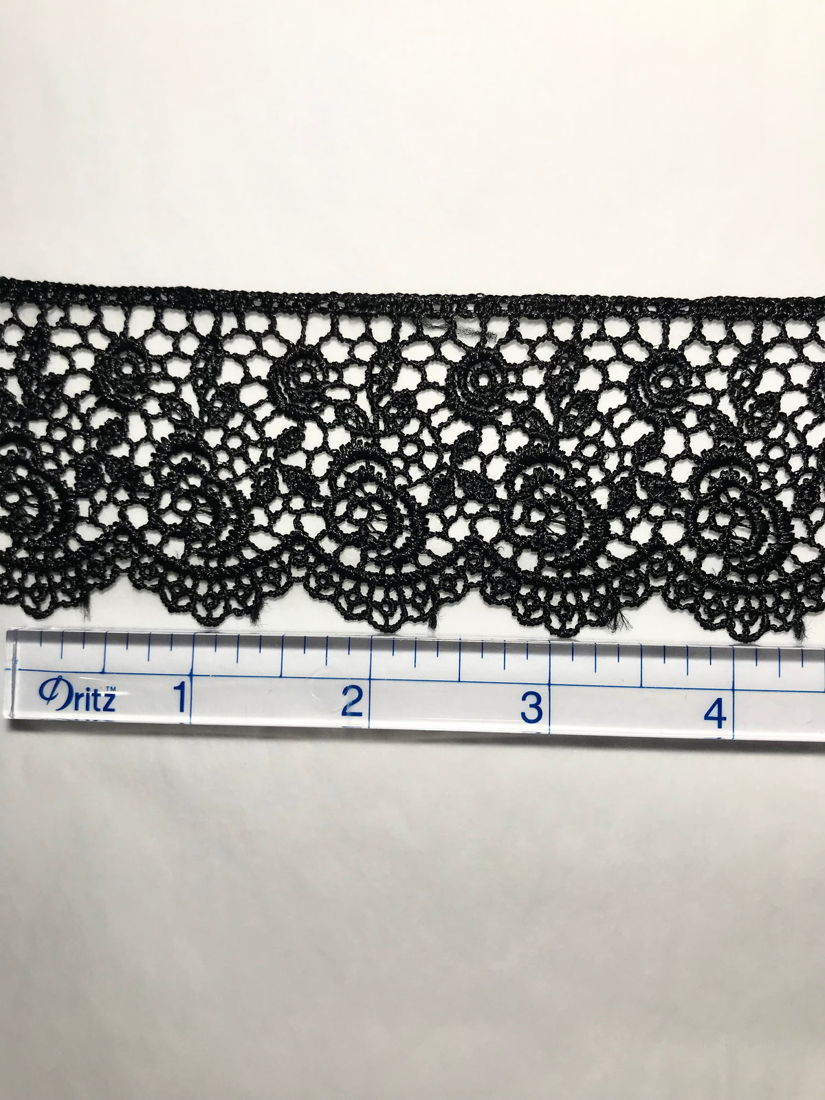 Roses Guipure Scalloped Trim- Black- 2