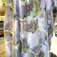 Purple, Chartreuse Floral on Pale Lilac- Silk Charmeuse- 53” Wide (1734)