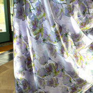Purple, Chartreuse Floral on Pale Lilac- Silk Charmeuse- 53” Wide (1734)