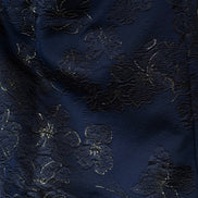 Dark Navy, Dark Metallic Silver Silk Blend Floral Brocade- 55” Wide (1735)