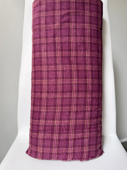 Crosshatch Plaid Merlot- Highlands Flannel- Art Gallery AGF- Yarn Dyed Cotton- 44” Wide