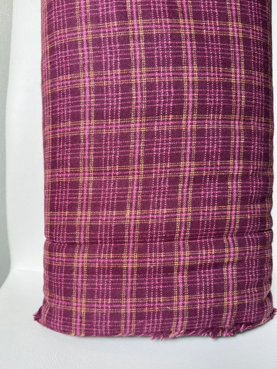 Crosshatch Plaid Merlot- Highlands Flannel- Art Gallery AGF- Yarn Dyed Cotton- 44” Wide