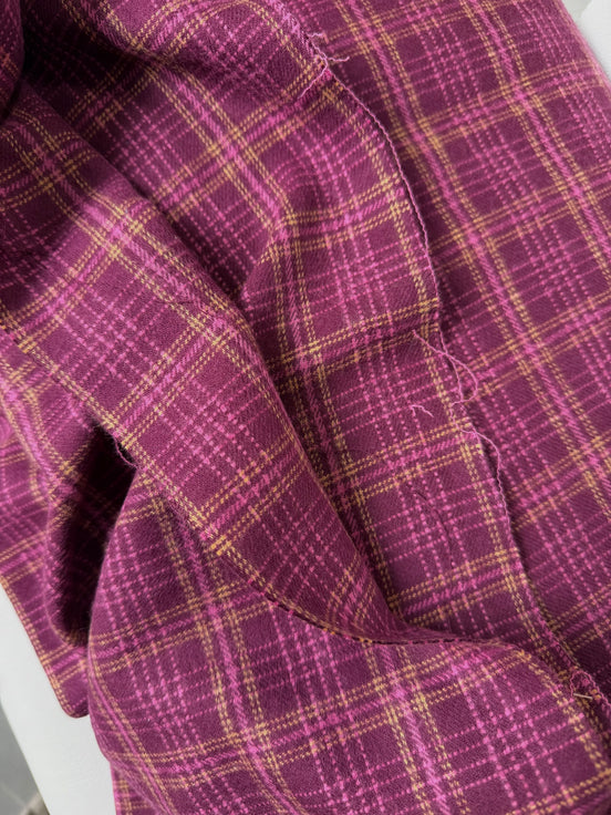 Crosshatch Plaid Merlot- Highlands Flannel- Art Gallery AGF- Yarn Dyed Cotton- 44” Wide