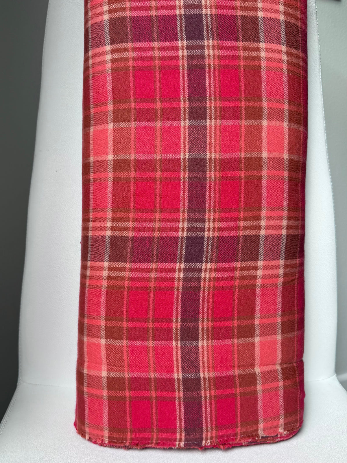 Chevron Plaid Cranberry- Highlands Flannel- Art Gallery AGF- Yarn Dyed Cotton- 44” Wide
