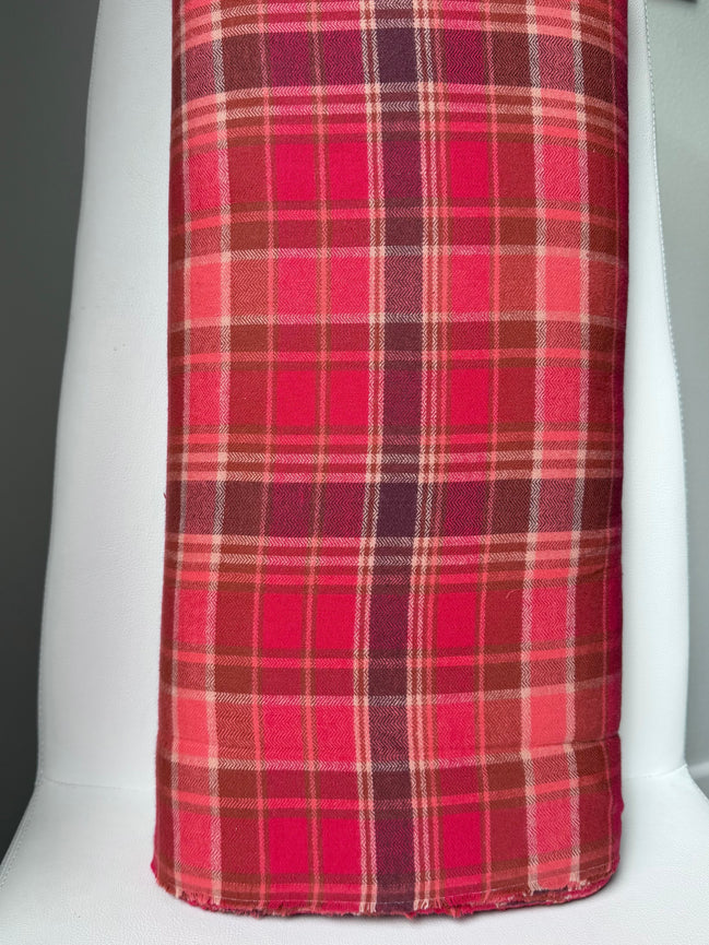 Chevron Plaid Cranberry- Highlands Flannel- Art Gallery AGF- Yarn Dyed Cotton- 44” Wide