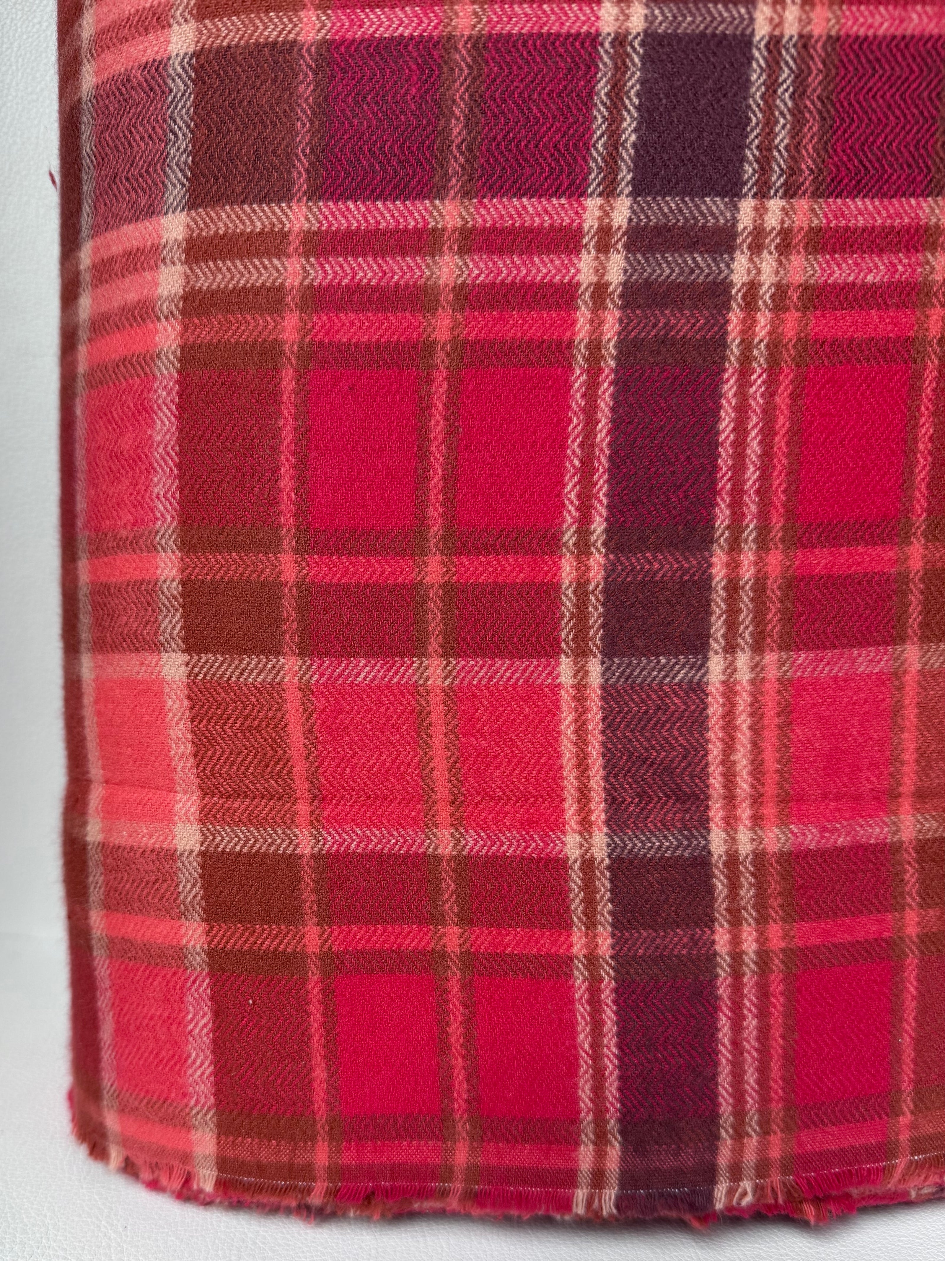 Chevron Plaid Cranberry- Highlands Flannel- Art Gallery AGF- Yarn Dyed Cotton- 44” Wide