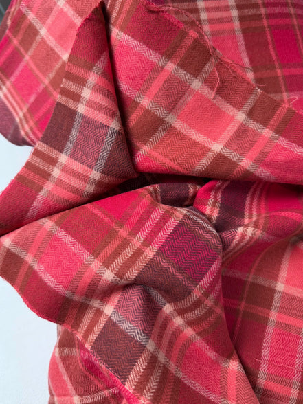 Chevron Plaid Cranberry- Highlands Flannel- Art Gallery AGF- Yarn Dyed Cotton- 44” Wide
