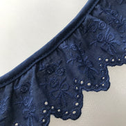 Navy Flowers and Bows Eyelet- Broderie Anglaise- Lace Trim 5297