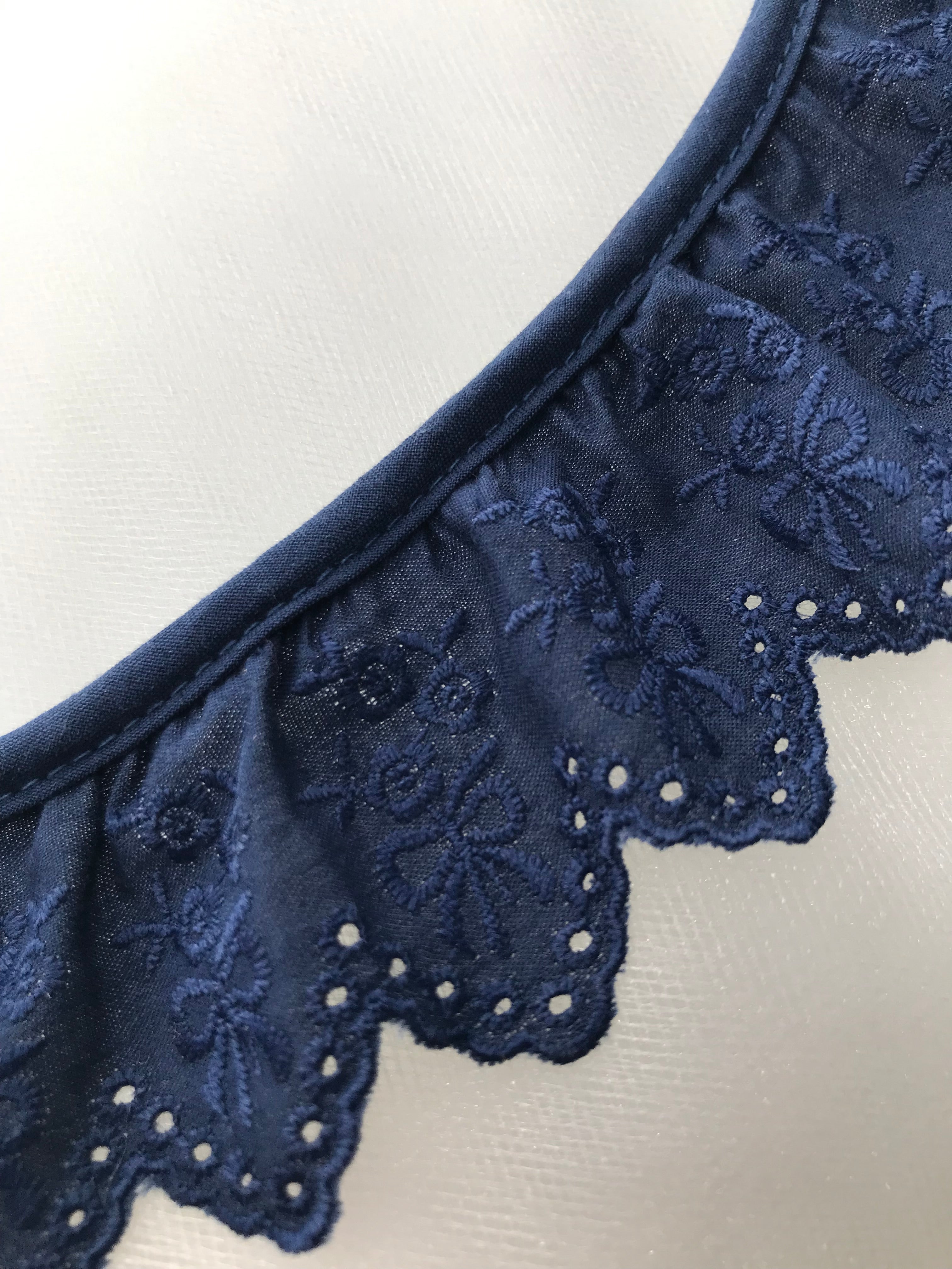 Navy Flowers and Bows Eyelet- Broderie Anglaise- Lace Trim 5297
