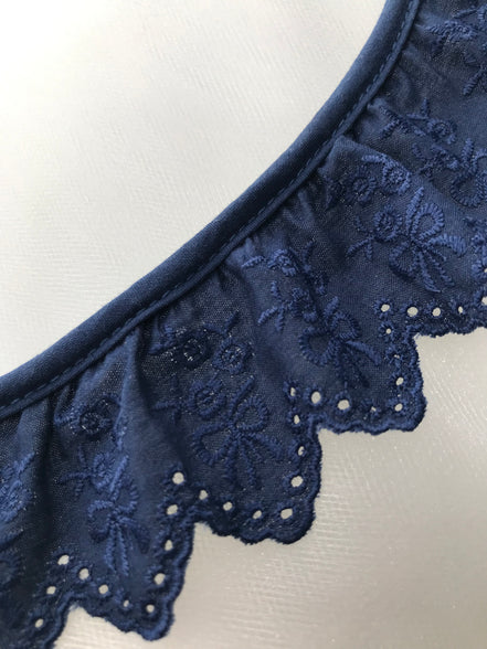 Navy Flowers and Bows Eyelet- Broderie Anglaise- Lace Trim 5297